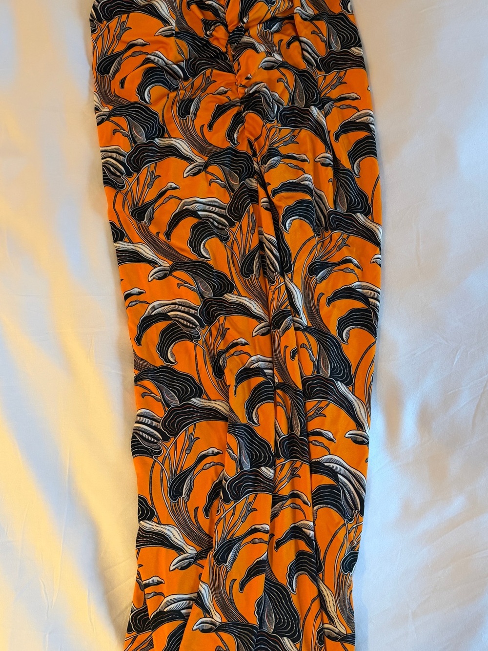 Bold Orange Floral Print Pants Vintage